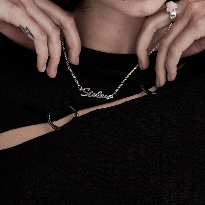 Stolen Silver Script Necklace