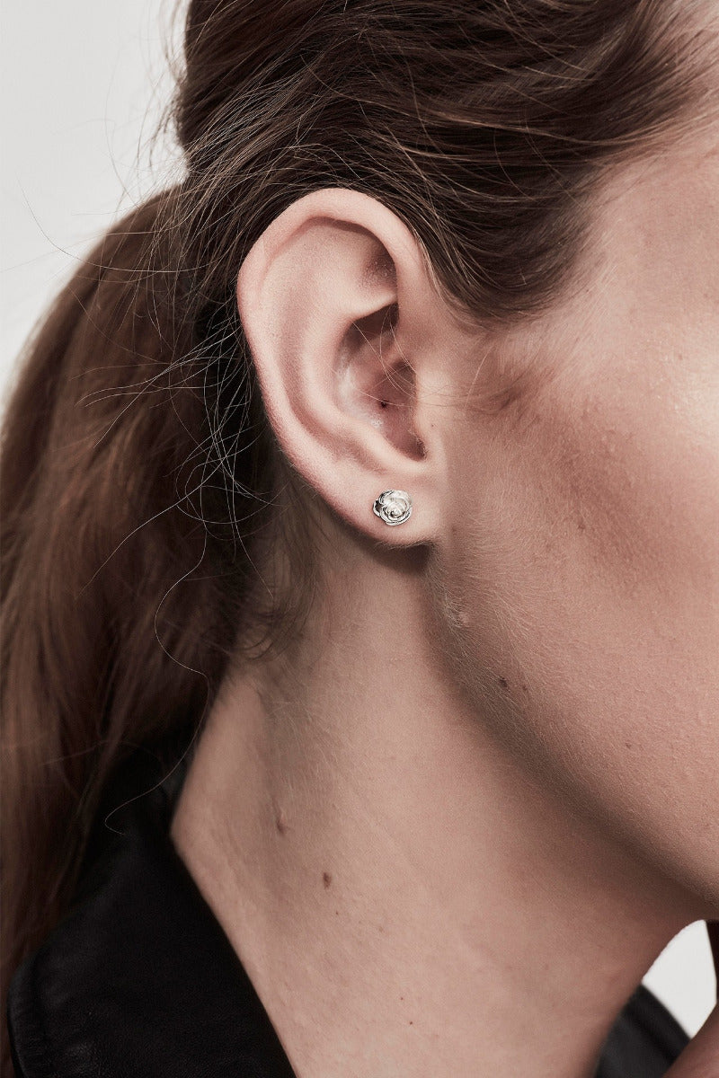 Stolen Silver Rose Bud Earrings